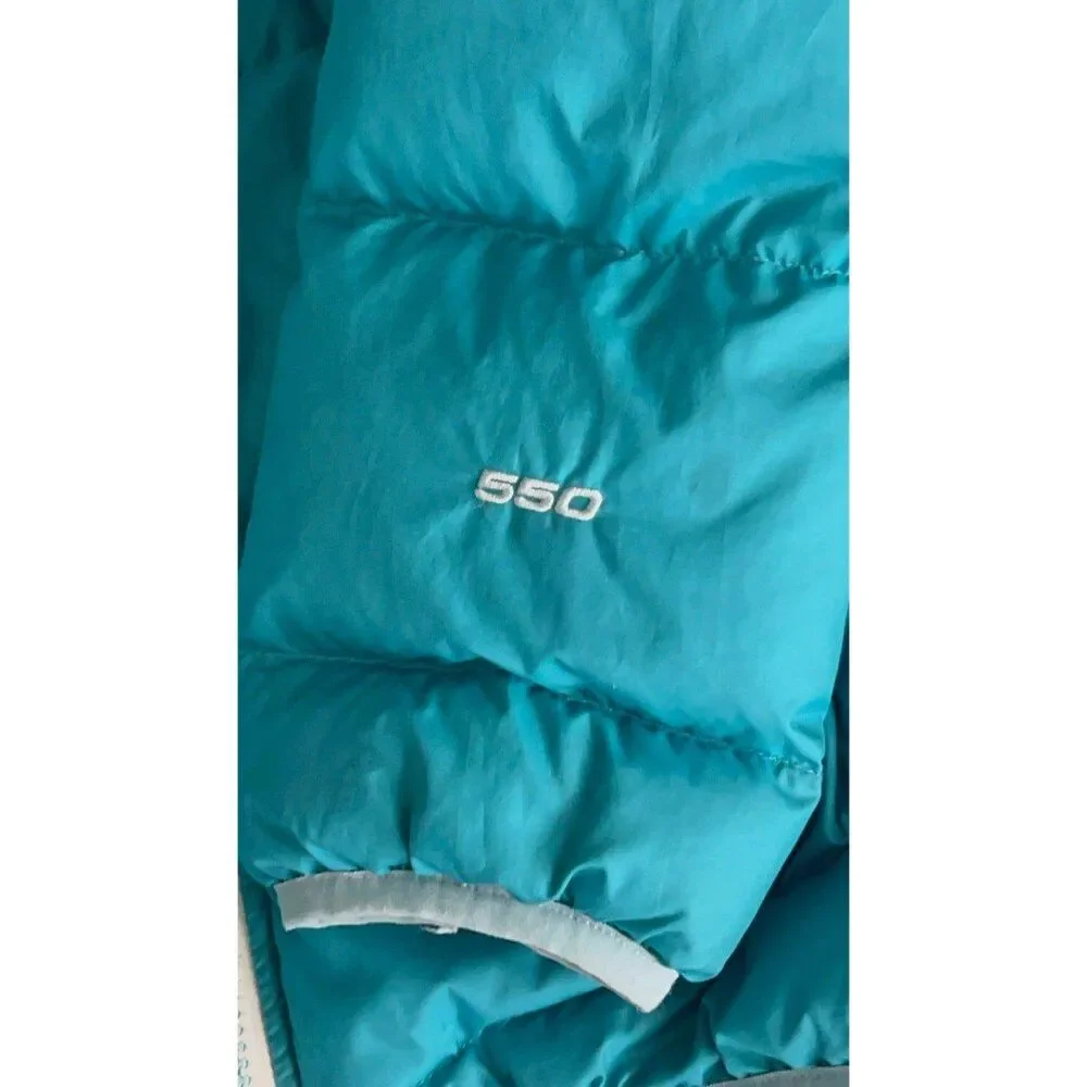The North Face Down Quilted 550 Girls Youth Blue Puffer Coat Jacket X Large